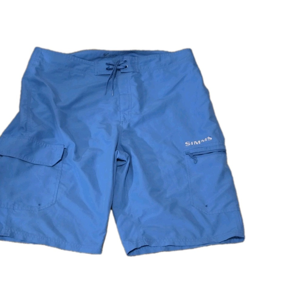 Simms SolarFlex Shorts Mens 38 Blue Fishing Outdoor Lightweight Quick Dry Cargo